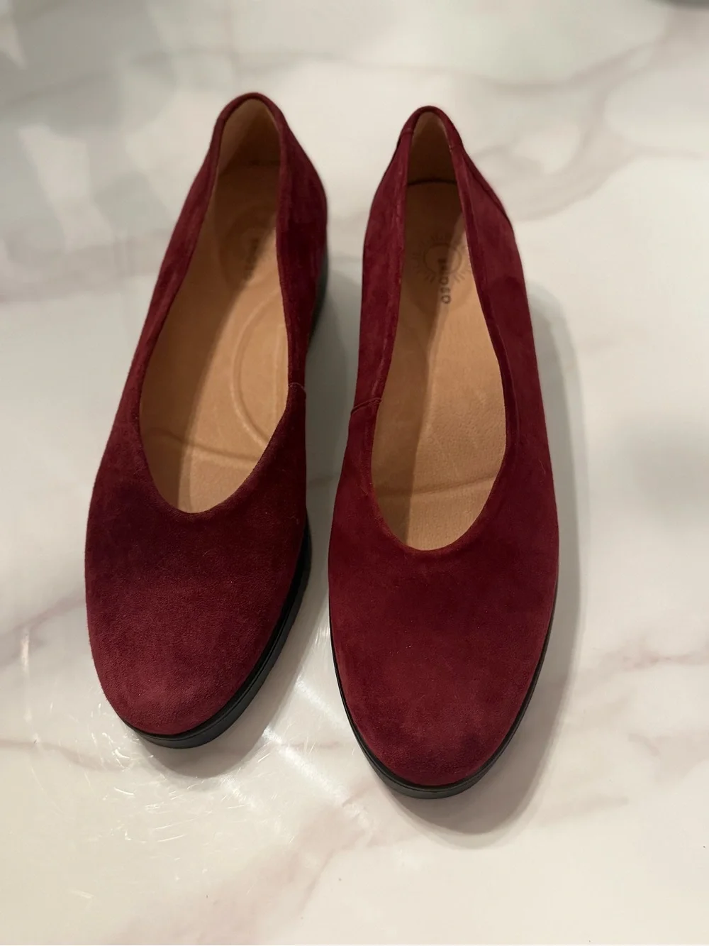 Women's Burgundy Suede Wedge Pumps - Comfortable Everyday Lift